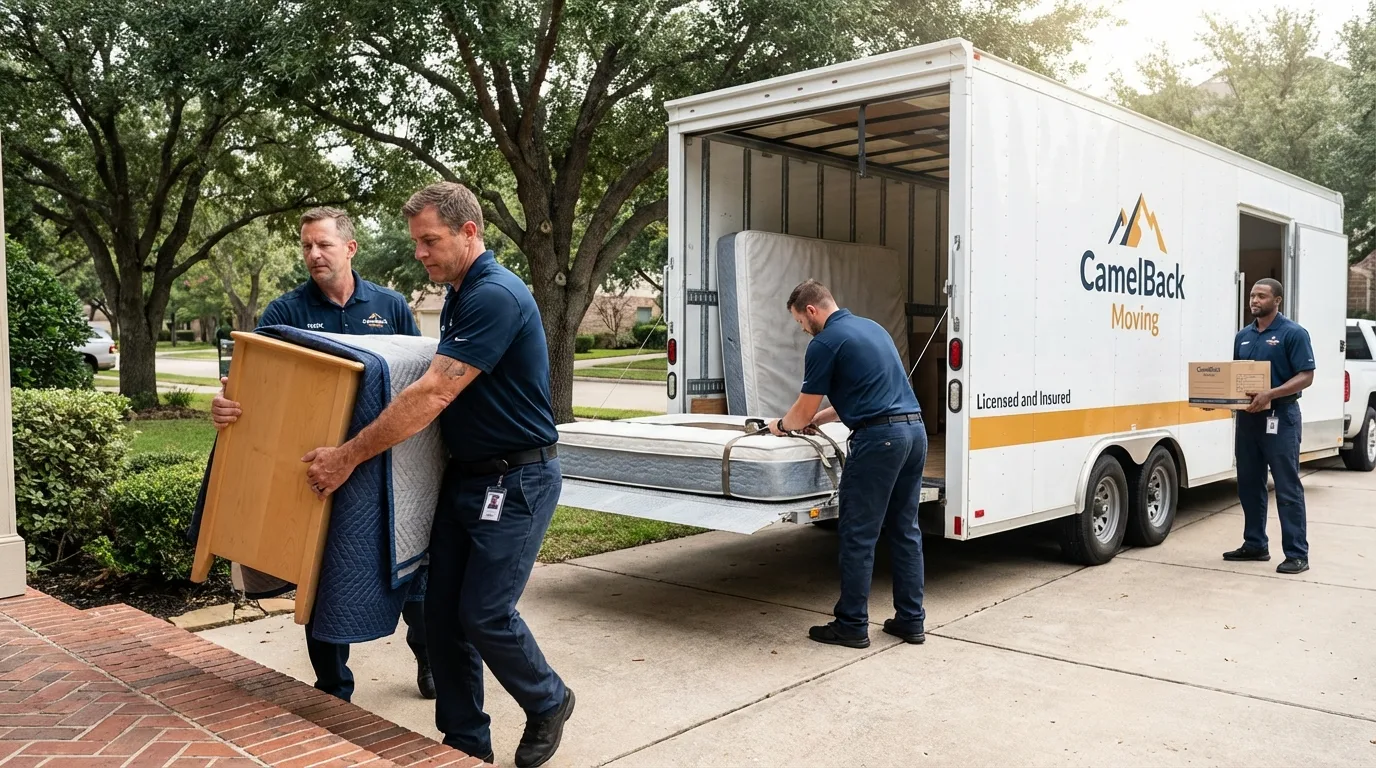 Crew loading residential truck for cross-state move from Saucier, MS