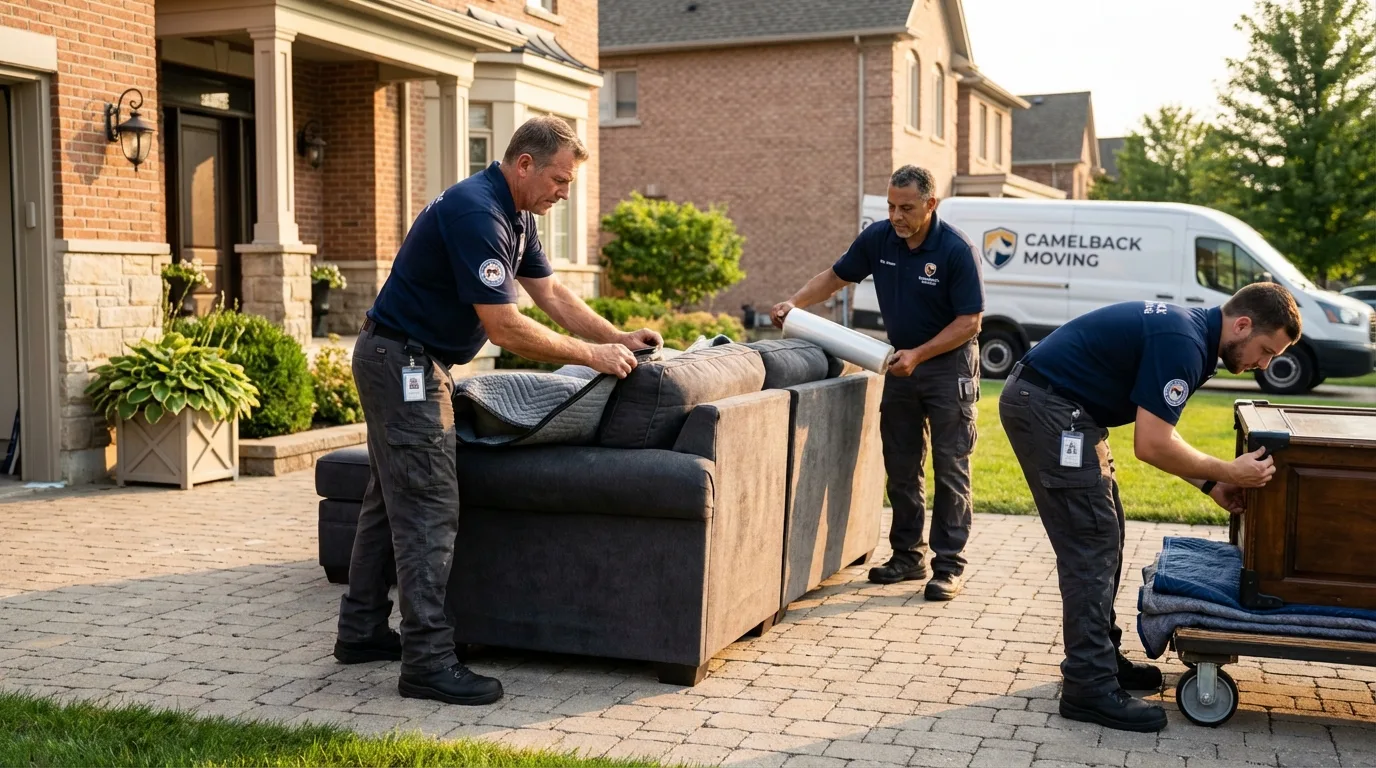 Large estate moving crew wrapping furniture in Saucier, MS